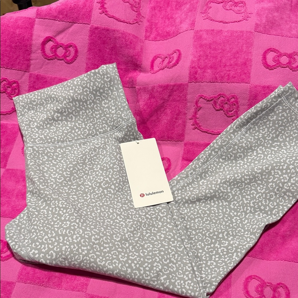 Lululemon Gray Leopard Print Wunder Train Crop